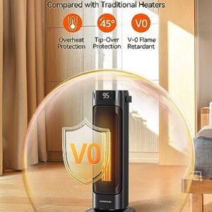 VAGKRI 24"Space Heater, 1500W Portable Electric Heater with Thermostat, Remote, 3 Modes, Timer, Oscillating, Overheating & Tip-Over Protection, Fast Ceramic Heater for Bedroom Office Garage Indoor Use