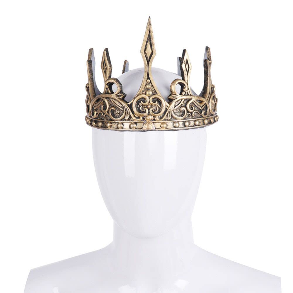 Liatunou Regal King's Crown,Adjustable Royal Crown Prince Tiara,Medieval King Costume Accessories Halloween Cosplay for Adult (Gold)