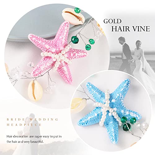 Yean Starfish Wedding Headband Bridal Accessories Purple Seashell Costume Hair Vine Headpiece for Women and Girls