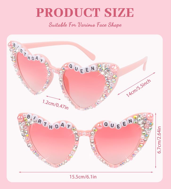 Birthday Glasses for Women- 'Birthday Queen' Birthday Sunglasses for Happy Birthday Party Gifts Accessories Party Favors (Pink)