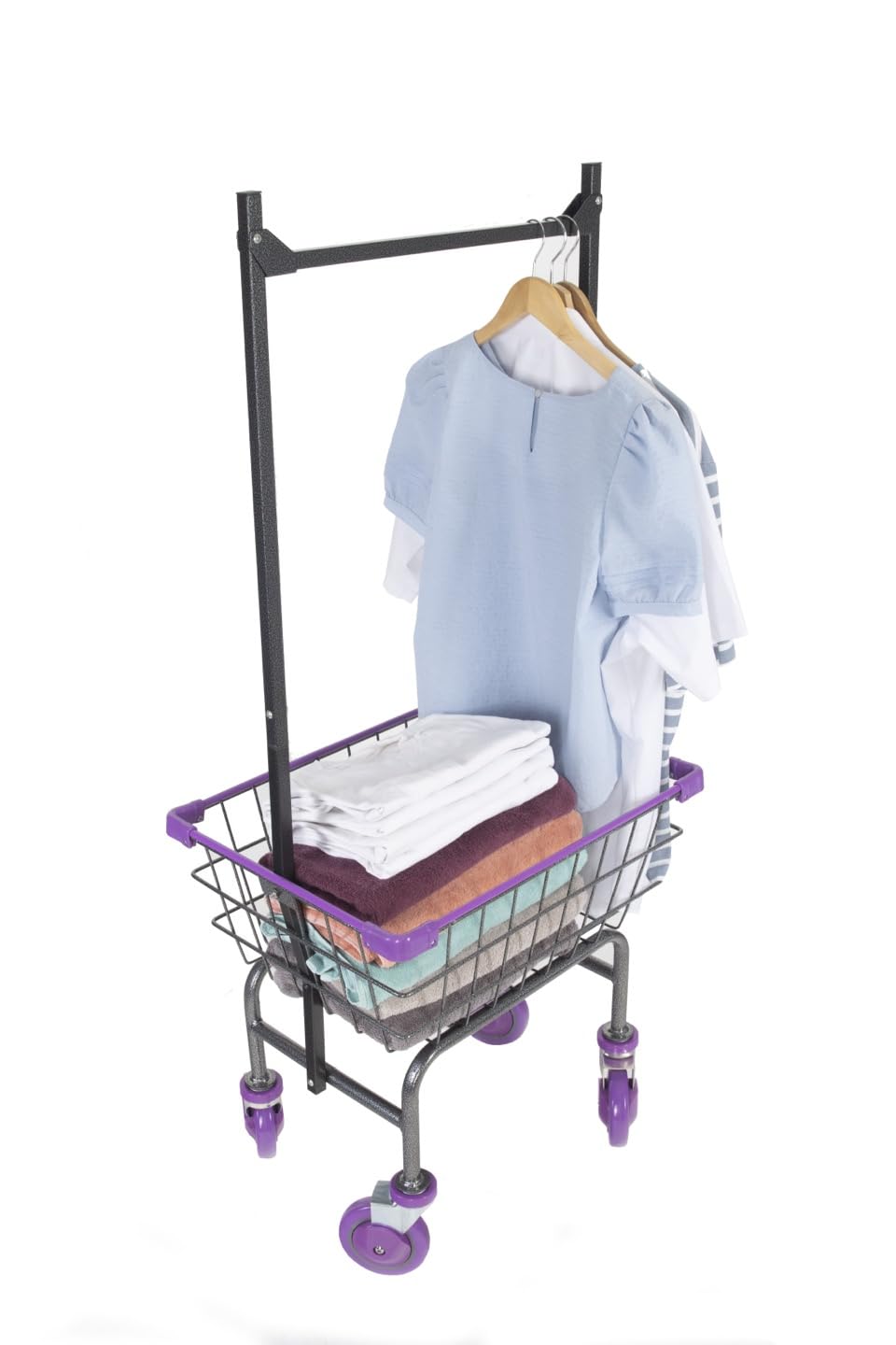 CHAMIN 1.5BU Chrome Coated CART for House and Commercial (Lavender Color) (Powder Coating, 1.5 Bushel)