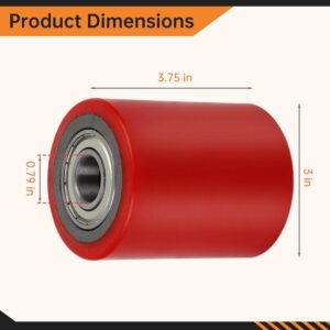 Homaisson 1 Pair Pallet Jack Load Wheels, Manual Pallet Jack Truck Wheels 3” x 3.75” with Bearings ID 20mm, Pallet Jack and Lift Truck Rear Wheel Replacement(1 Pair)