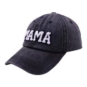 Chenille-Patch Mama-Baseball-Cap Cotton Baseball-Hat-for-Women-Girl Fall-Winter-Summer Outdoor Caps Black