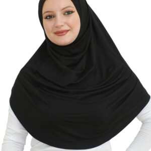 Prien Ready To Wear Hijab For Women, Instant Turban, Soft Muslim Scarf For Prayer, Long Hijabs, Islamic Clothes, Jersey Abaya (Black)