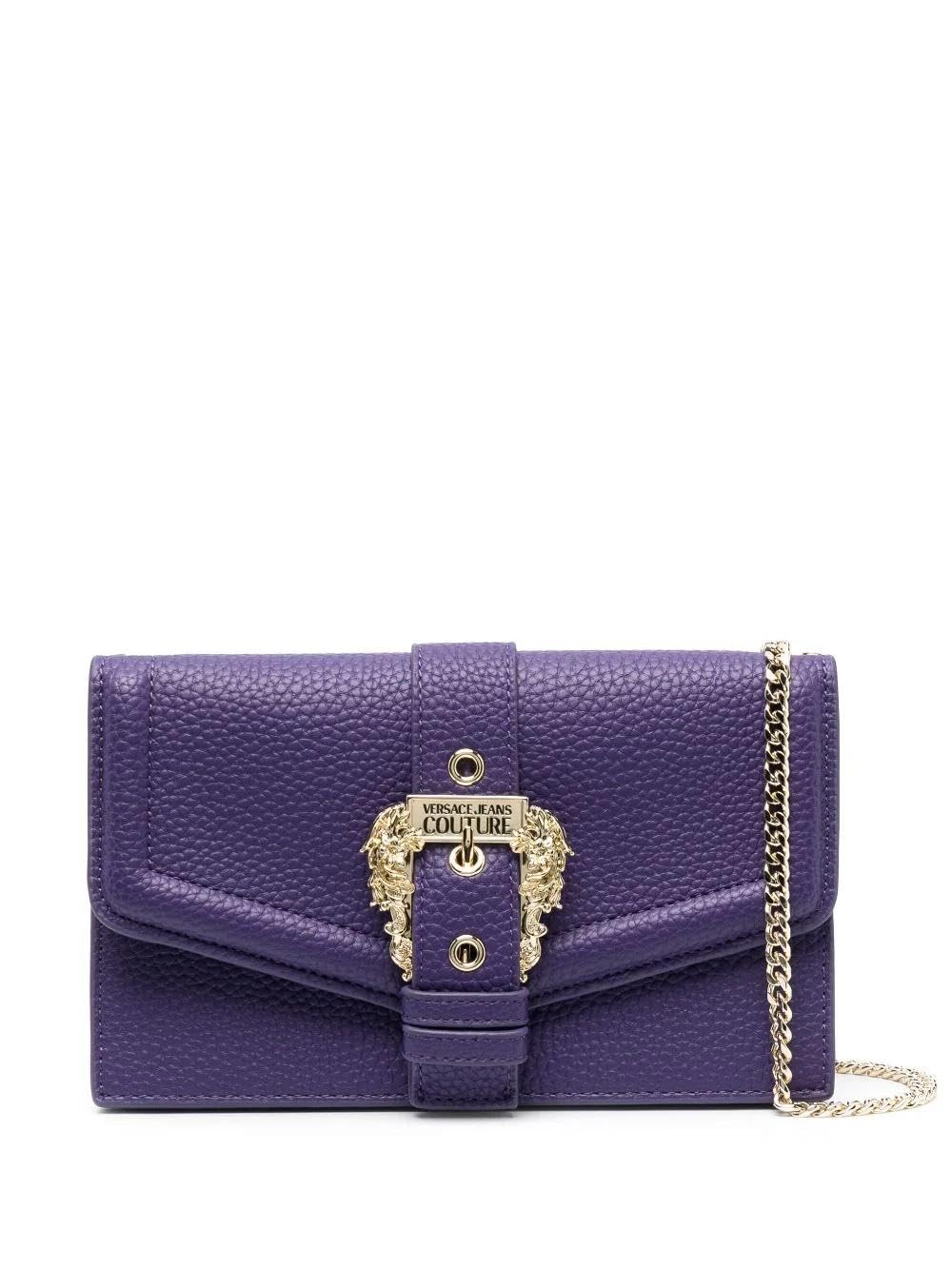 Versace Couture Purple Sketch Grainy Wallet, berry, M