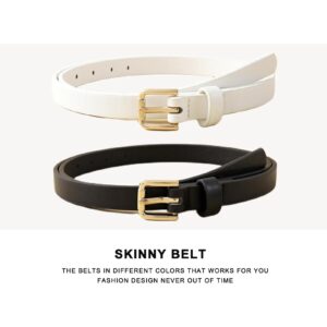 HOTWILL 4 Pack Women Skinny Belts for Jeans Dress Thin Waist Belt for Ladies with Gold Buckle 0.55" Width