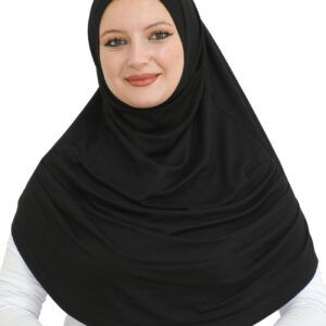 Prien Ready To Wear Hijab For Women, Instant Turban, Soft Muslim Scarf For Prayer, Long Hijabs, Islamic Clothes, Jersey Abaya (Black)