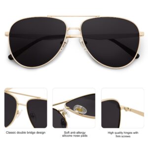 SOJOS Retro Oversized Aviator Polarized Sunglasses for Women Men Classic Large Metal Sun Glasses SJ1207A Gold/Grey Lens