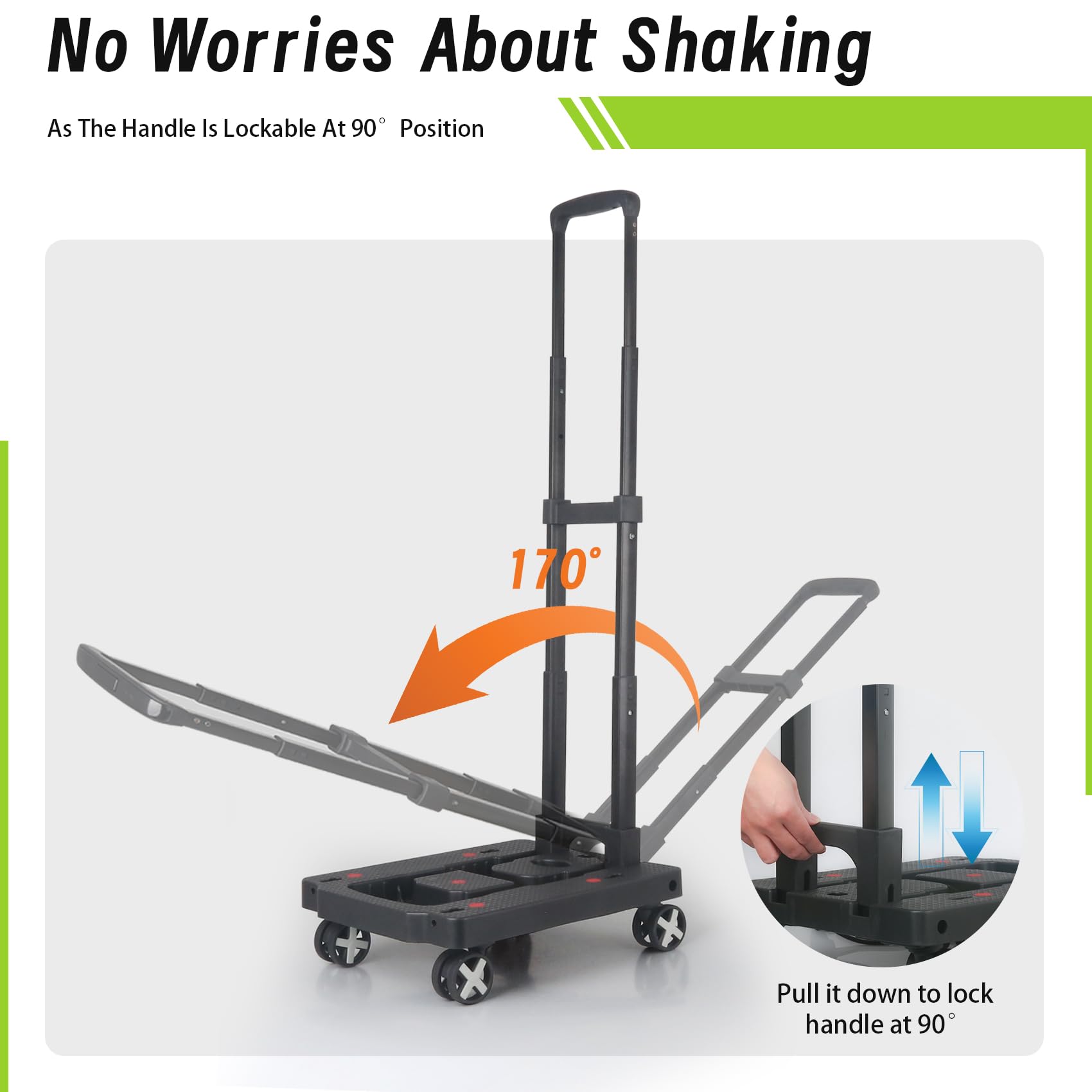 Folding Hand Truck Dolly, Lightweight Dolly Luggage Cart Foldable with 4 Rotate Wheels, Utility Cart with Adjustable Handle,Collapsible Dolly for Moving Travel Shopping Office Airport