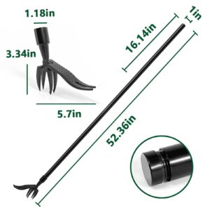 PAHSFS Stand Up Weed Puller Tool with 48 inch Handle, 4-Claw Steel Head Design, Easily Remove Weeds Without Bending or Kneeling, Black