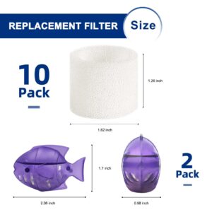 Humidifier Replacement Filter Compatible with Levoit Dual150 Dual200S Classic300 Classic300S LV600S OasisMist450S OasisMist600S Superior 6000S Top-Fill Humidifiers - 10 Filters and 2 Clean Fish