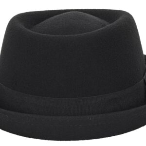 Mens-Pork-Pie-Hat Flat-Top-Bowler-Hat Wool-Fedora-Hat for Women