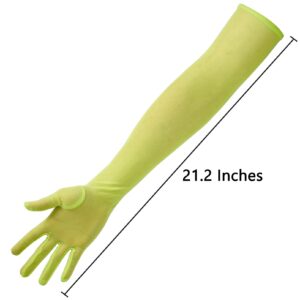 Luwint Long Mesh Gloves, 21" Over Elbow Extra Long Tulle Gloves Opera Halloween Prom Stretchy Long Silk Sheer Gloves (Long Gloves, Green)