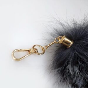 Fluffy Fur Wolf Tail Keychain Black Red Purple Fox Tail Key Chain Cosplay Toy Costume Keyring for Women Girls (Black)