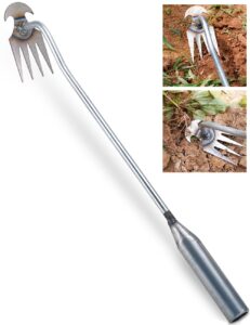 new weeding artifact uprooting weeding tool, 16 inch weed puller with 4 teeth manganese steel forged hand weeder, say goodbye to the weeds with weed remover hand tool for your garden, yard, and farm