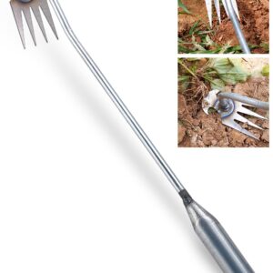 New Weeding Artifact Uprooting Weeding Tool, 16 Inch Weed Puller with 4 Teeth Manganese Steel Forged Hand Weeder, Say Goodbye to The Weeds with Weed Remover Hand Tool for Your Garden, Yard, and Farm