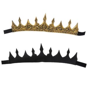 Liatunou Regal King's Crown,Adjustable Royal Crown Prince Tiara,Medieval King Costume Accessories Halloween Cosplay for Adult (Gold)