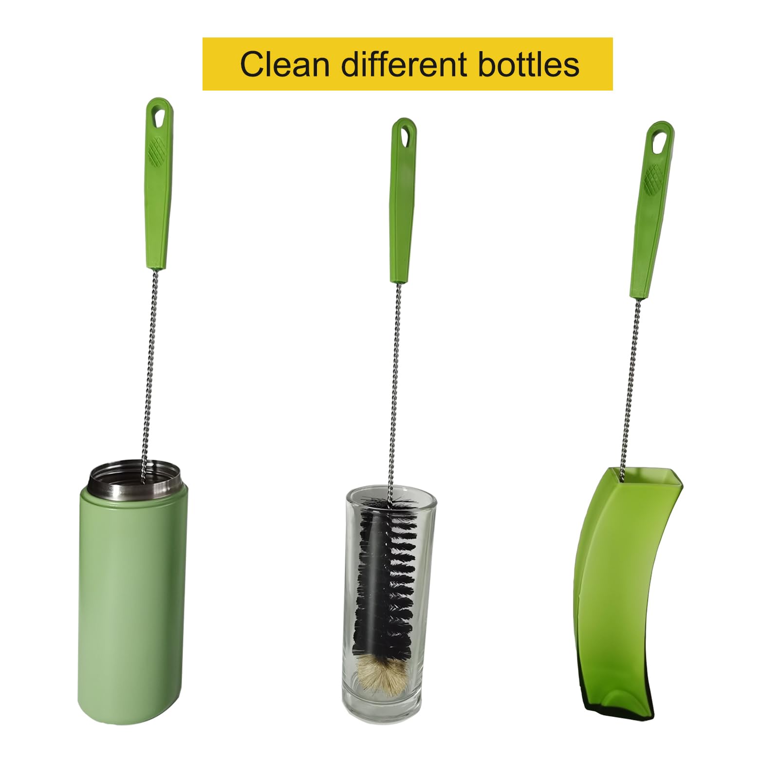 2 Pack 16" Bottle Brush, Dokpod Long Handle Cleaning Brushes for Long Narrow Neck Bottle Cleaning Water Beer Wine Sports Bottle Thermos Flask Bottles Cleaning Hummingbird Feeder Vase Cleaning Brushes