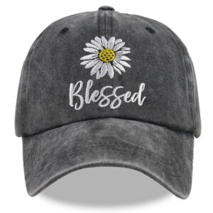 manmesh hatt christian gifts for women men faith, cute daisy accessories blessed hat, adjustable vintage jesus baseball cap, religious catholic birthday gift for mom dad grandma grandpa mimi gigi mama