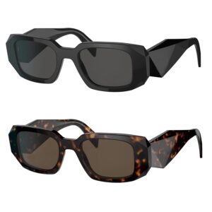 BUTABY Trendy Rectangle Sunglasses for Women Men Retro Sun Glasses Vintage Fashion Square Frame Black & Leopard Brown