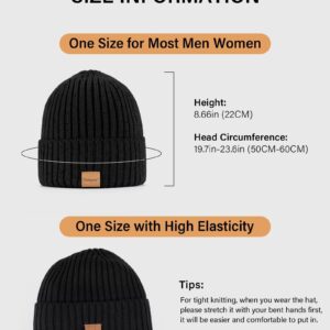 Nertpow Men's 3-Pack Thermal Fleece Lined Knit Beanie Hats for Winter