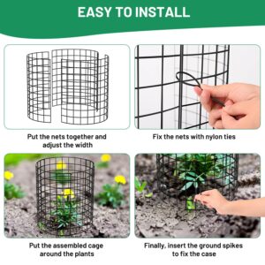 Keten 5 Pack Plant Protector from Animals, 15pcs Metal Mesh to Keep Animals Out, 13.7'' Dia x 13.7'' H Plant Cages, Garden Protection Bunny Barricades from Chicken Squirrels for Flowers & Vegetables