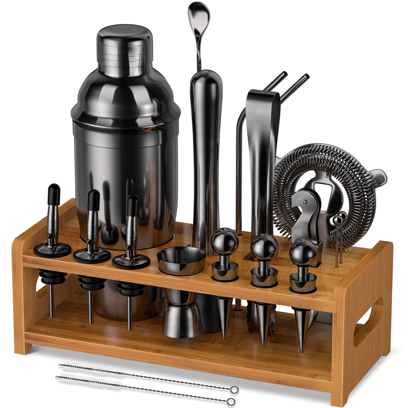 Vabaso Bartender Kit, 24pcs Bartending Kit Cocktail Shaker Set, 25oz Martini Shaker Bar Tools Set, Bar Accessories for The Home, Housewarming Father's Day