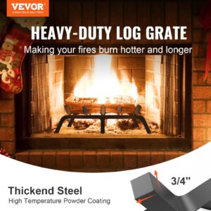 VEVOR Fireplace Grate, 24 inch Heavy Duty Fireplace Pit Grill Grate with 6 Support Legs, 3/4'' Solid Powder-Coated Steel Bars, Fire Logs Firewood Burning Rack Holder for Indoor and Outdoor Fireplace