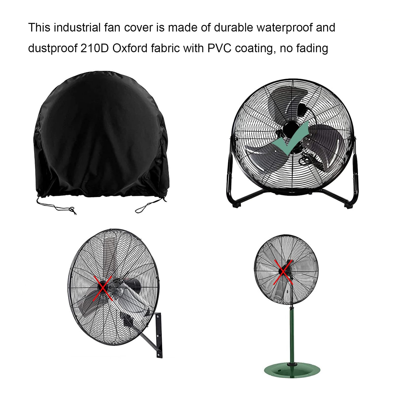 Sanseenia Industrial Floor Fan Cover, Waterproof & Dustproof Fan Cover Fit For Most 18" 20" High Velocity Electric Industrial Shop and Home Floor Fan