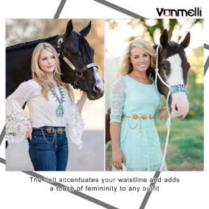 VONMELLI Western Chain Belt for Women Concho Silver Link Chain Belts for Jeans Dresses Gold S