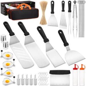 cekee blackstone griddle accessories kit, 141pcs stainless steel grilling accessories for blackstone & camp chef, flat top grill accessories set with spatula, scraper, tongs for bbq & camping