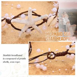 Catery Starfish Headband Seashell Bridal Headband Sea Star Headpiece Hairpiece Pearl Braid Shell Head Hoop Beach Wedding Hair Accessories for Women and Girls