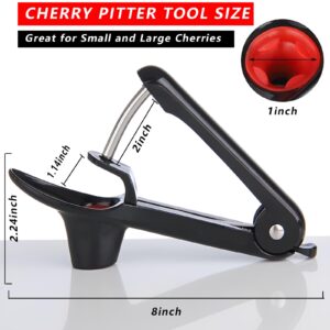 Cherry Pitter - Stainless Steel Olive and Cherries Pitters Corer Tool with Space-Saving Lock Design, Multi-Function Fruit Pit Remover for Cherry Jam (Black)