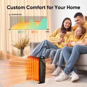 Air Choice Oil Heater, 700W Oil-Filled Radiator Heater with Thermostat, Overheat Protection,2 Heat Settings, Durable, for indoor use, Quiet Electric Space Heater for Bedroom, Office, Home