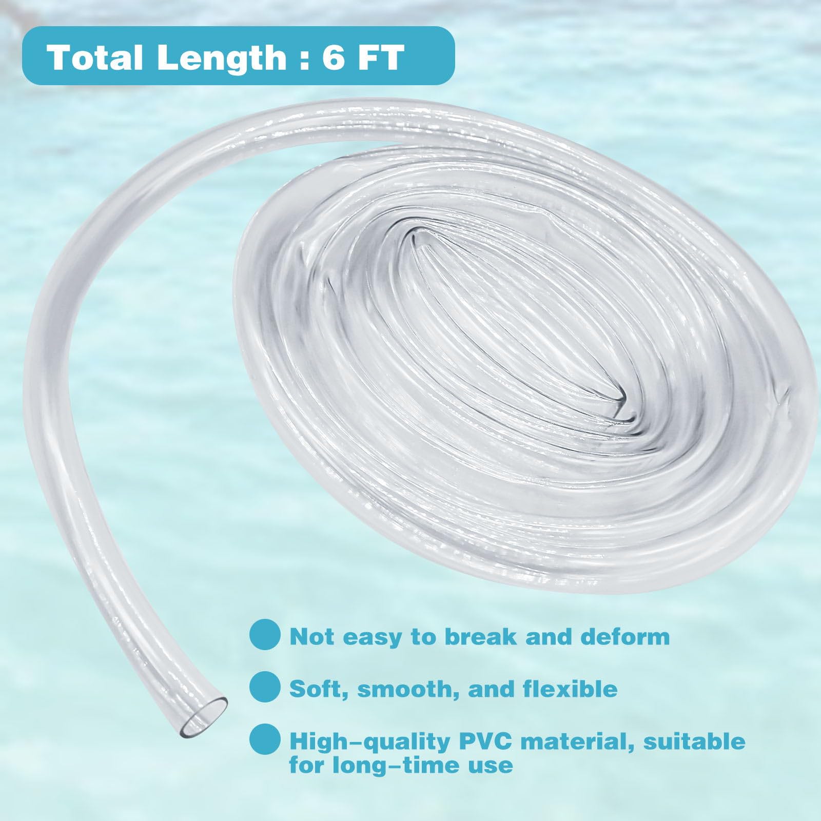 6Ft Portable Air Conditioner Drain Hose, 3/5 Inch Leakproof AC Drain Hose Kit, Universal AC Drain Hose Drain Pipe Replacement with Hose Connector and Clamp, Window Air Conditioner Unit Parts