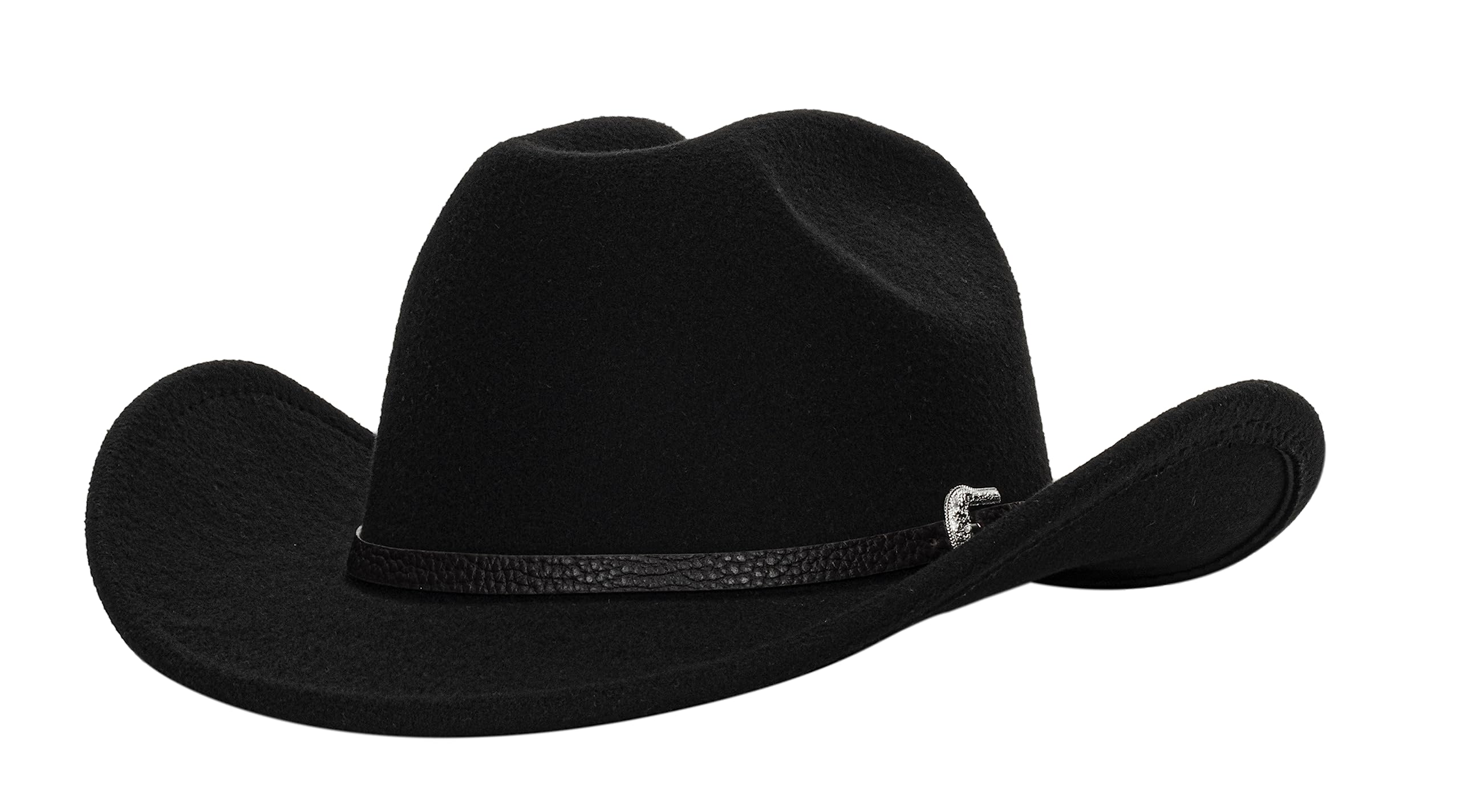 Classic-Women-Men-Western-Cowboy-Hat-Cowgirl-Hat-Wide-Brim-Outdoor-Fedora-Hat with Buckle-Belt Black