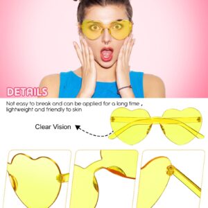 Sherr 48 Pairs Rimless Sunglasses Neon Party Supplies Glasses Plastic 80s Funky Sunglasses for Women Men (Neon Color,Heart Shape)