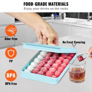 VEVOR Ice Cube Tray, 3 Pack 170 Balls Mini Ice Cube Tray for Freezer, 2x33pcs and 1x104pcs Sphere Ice Cube Making for Chilling Cocktail Whiskey Tea Coffee, Include Ice Trays & Ice Bin & Scoop