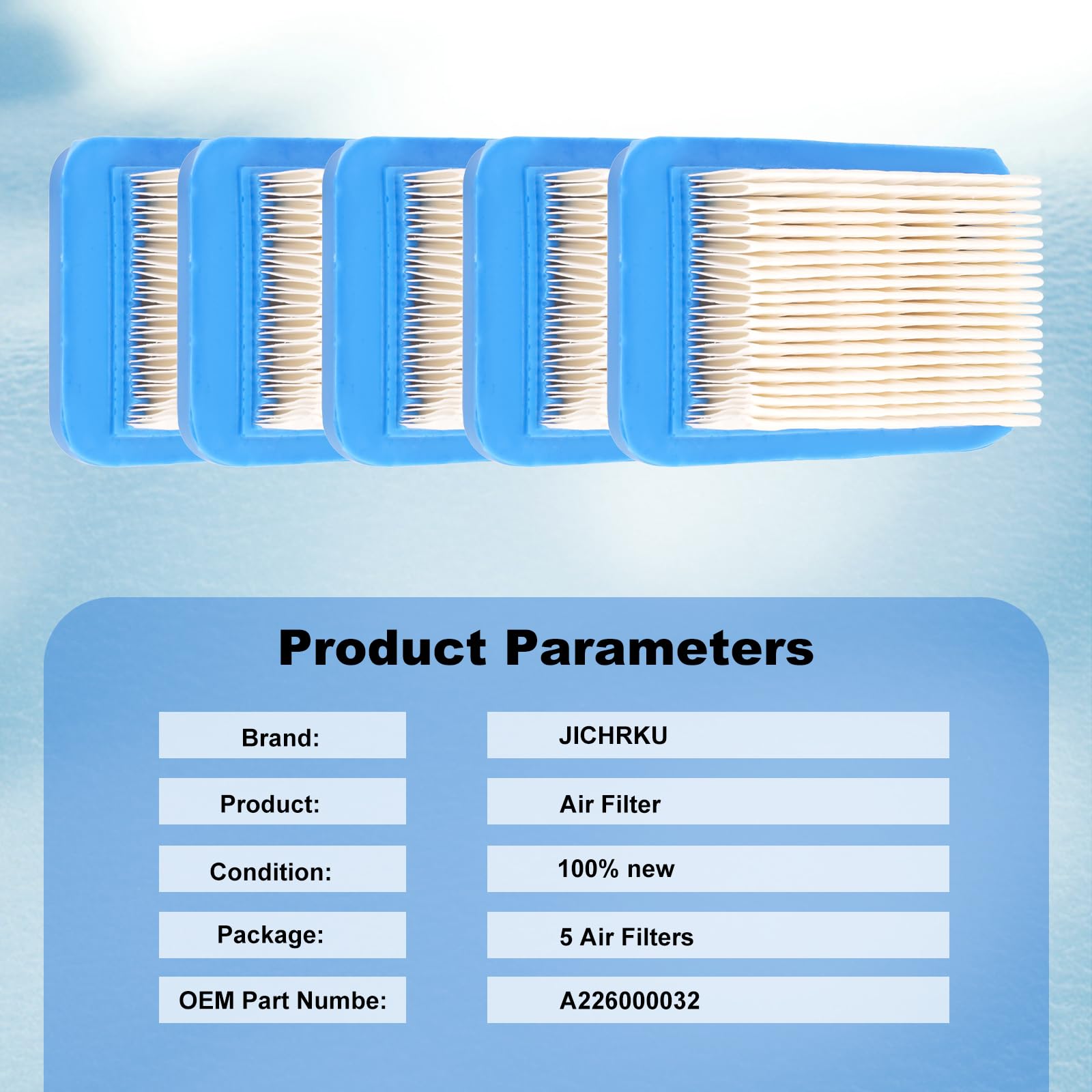 JICHEKU A226000032 Air Filter for Echo PB403 PB403H PB403T PB413H PB413T PB500H PB500T PB580H PB580T PB603 PB611 PB620 PB620ST PB650 PB650H PB650T PB651T PB755SH PB755ST A226000031 Leaf Blower 5PCS