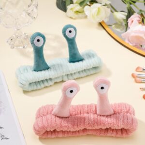 DragonflyDreams Cute Cartoon Snail Headbands, 2 Pack - Coral - Hairband for Washing Face, Skincare Makeup Headbands Women, Soft Microfiber Fleece, Elastic Headband, Hair Accessories for Women