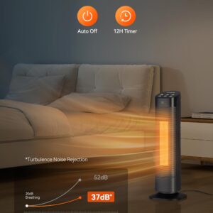 VAGKRI 24" Space Heater, 1500W PTC Ceramic Heater with Adjustable Thermostat, 3 Modes, 90° Oscillating, Timer, Remote Control, Electric Heaters for Indoor Use Large Room, Home, Office