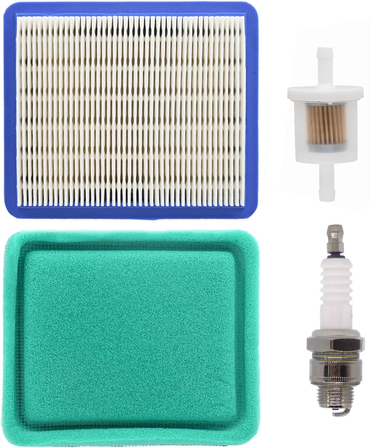 SYSKANT 491588S 491588 399959 Air Filter for B&S 625e 675ex 725ex Troy-Bilt TB110 TB230 TB210 3.5-6.75 Gross HP Push Lawn Mower Pre Filter Fuel Filter Spark Plug