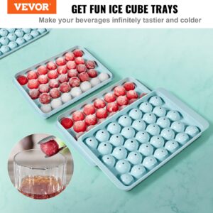 VEVOR Ice Cube Tray, 3 Pack 170 Balls Mini Ice Cube Tray for Freezer, 2x33pcs and 1x104pcs Sphere Ice Cube Making for Chilling Cocktail Whiskey Tea Coffee, Include Ice Trays & Ice Bin & Scoop