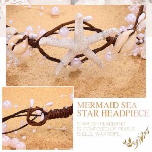 CASDRE Starfish Bride Wedding Headband Brown Pearl Bridal Hair Vine Shell Headpiece Beach Wedding Hair Accessories for Women and Girls