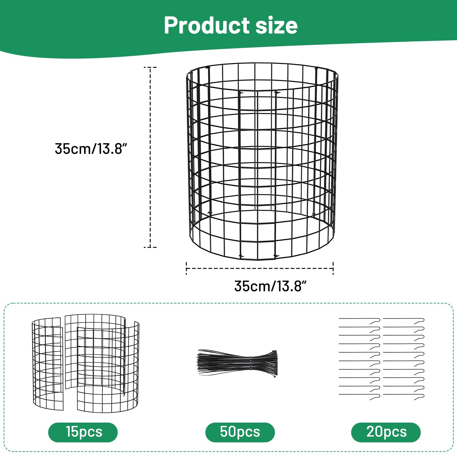 Keten 5 Pack Plant Protector from Animals, 15pcs Metal Mesh to Keep Animals Out, 13.7'' Dia x 13.7'' H Plant Cages, Garden Protection Bunny Barricades from Chicken Squirrels for Flowers & Vegetables