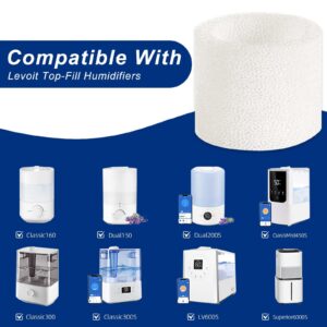 Humidifier Replacement Filter Compatible with Levoit Dual150 Dual200S Classic300 Classic300S LV600S OasisMist450S OasisMist600S Superior 6000S Top-Fill Humidifiers - 10 Filters and 2 Clean Fish