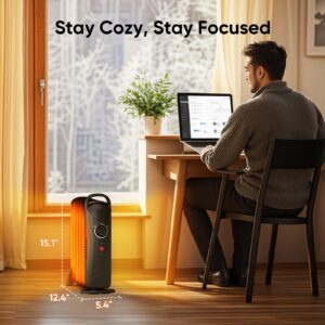 Air Choice Oil Heater, 700W Oil-Filled Radiator Heater with Thermostat, Overheat Protection,2 Heat Settings, Durable, for indoor use, Quiet Electric Space Heater for Bedroom, Office, Home