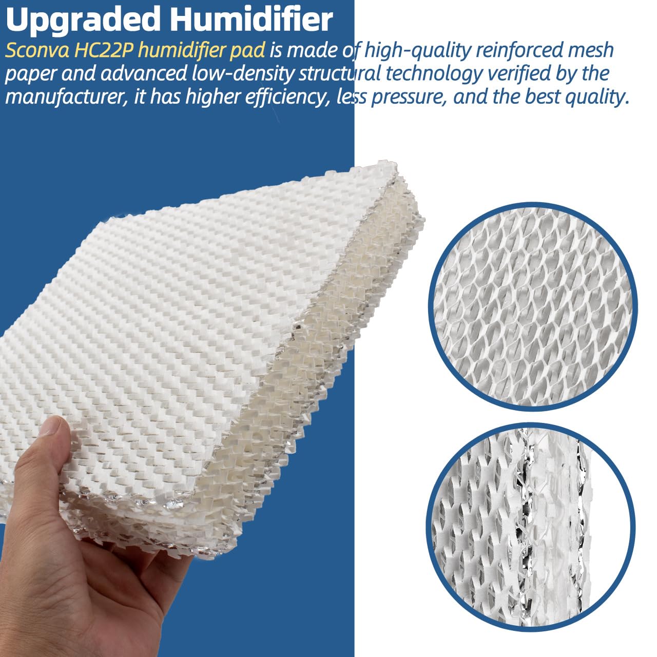 Sconva HC22P Humidifier Filter Pad Replacement Filter Wicks Compatible with Honeywell HE100, HE150, HE220, HE225 HE240, & Aprilaire 110 220 550 (Pack of 2)