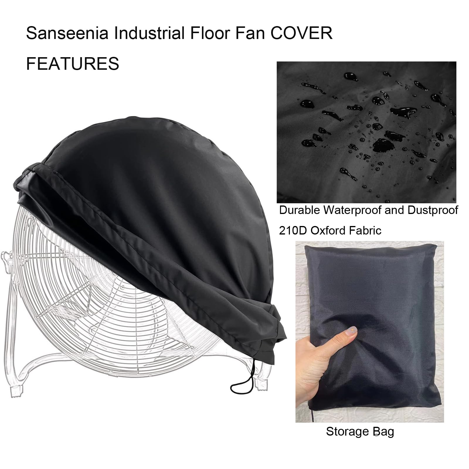 Sanseenia Industrial Floor Fan Cover, Waterproof & Dustproof Fan Cover Fit For Most 18" 20" High Velocity Electric Industrial Shop and Home Floor Fan