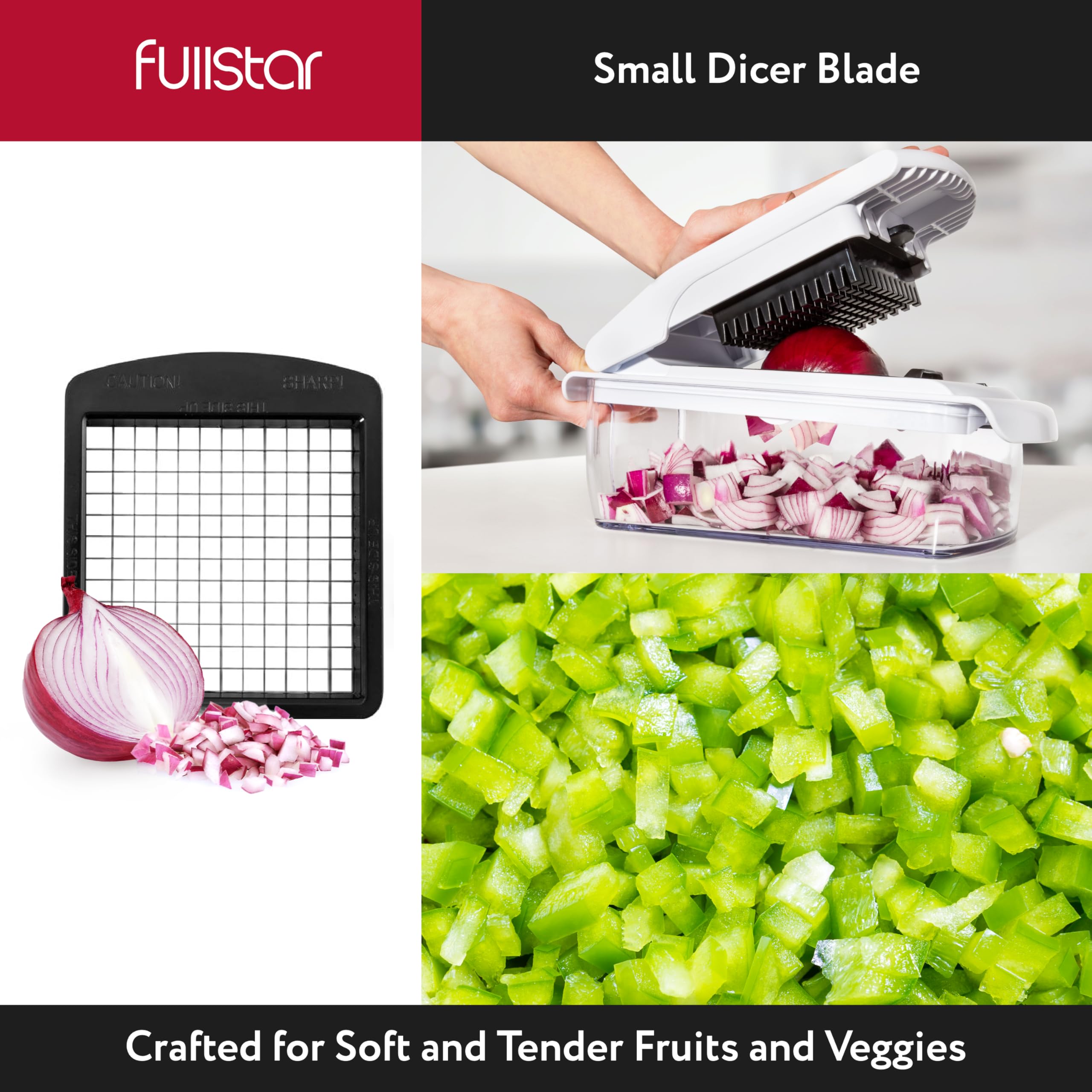 Fullstar Blade Replacement Set for Vegetable Chopper - 2pc Blade Inserts for Veggie Chopper - Big Dice Blade for Potatoes, Apples, Pears - Small Dice Blade for Onions, Tomatoes